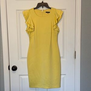 Tommy Hilfiger Yellow Ruffle Mini Dress